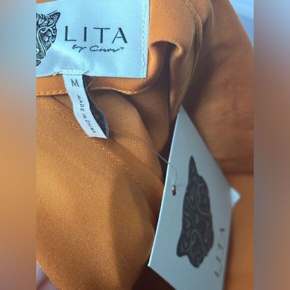 Lita | NWTs Silk Slip Dress in Orange Size Medium - Picture 10 of 11